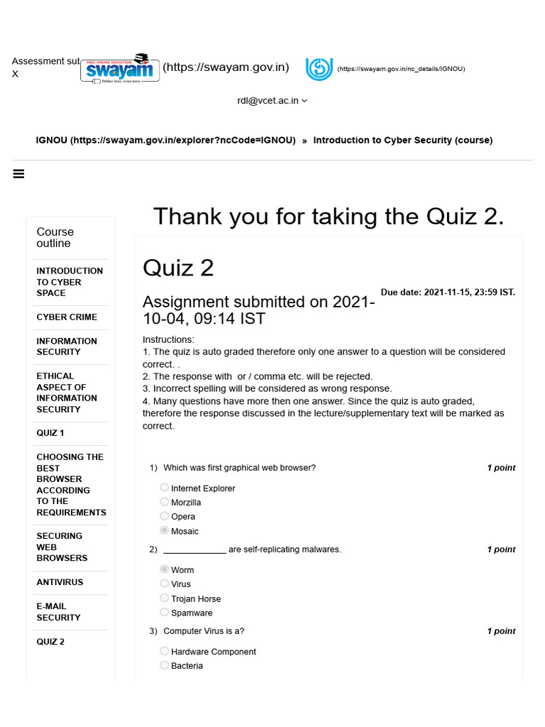 Cybersecurity Quiz 2 Submission Guide Pdf Malware Computer Virus