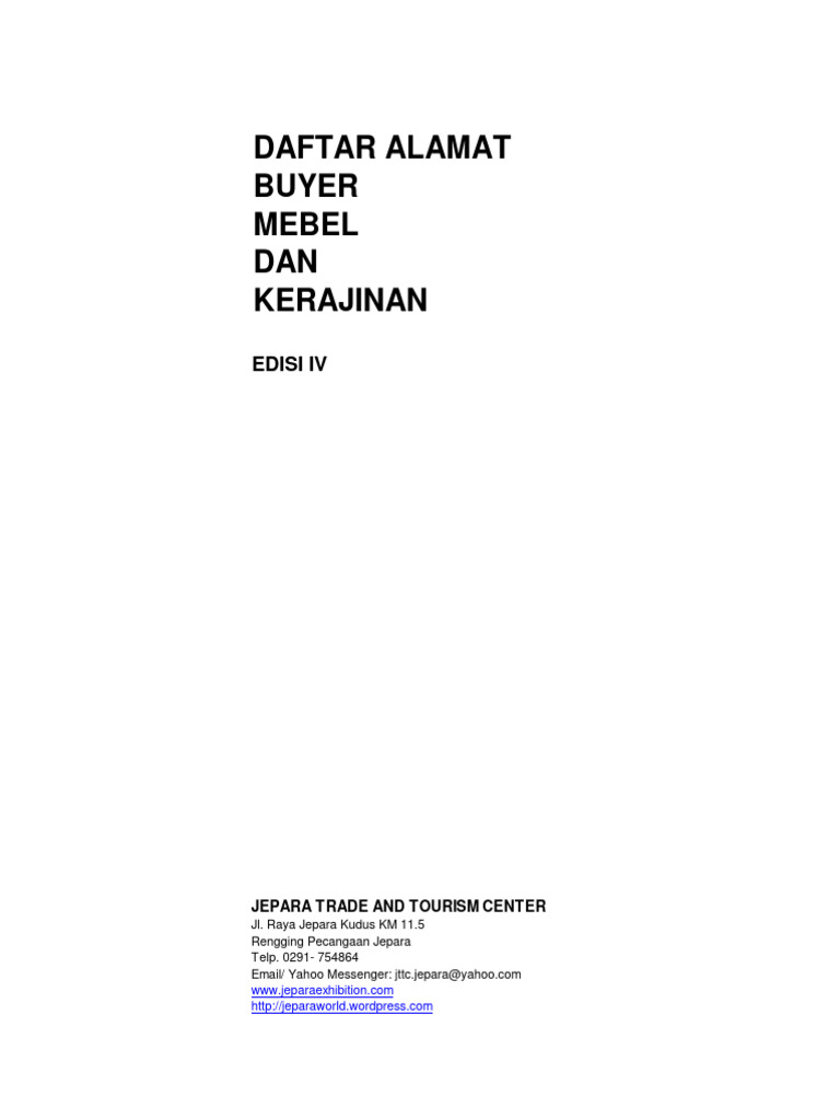 Daftar Buyer Mebel Dan Kerajinan IV PDF Manufactured Goods