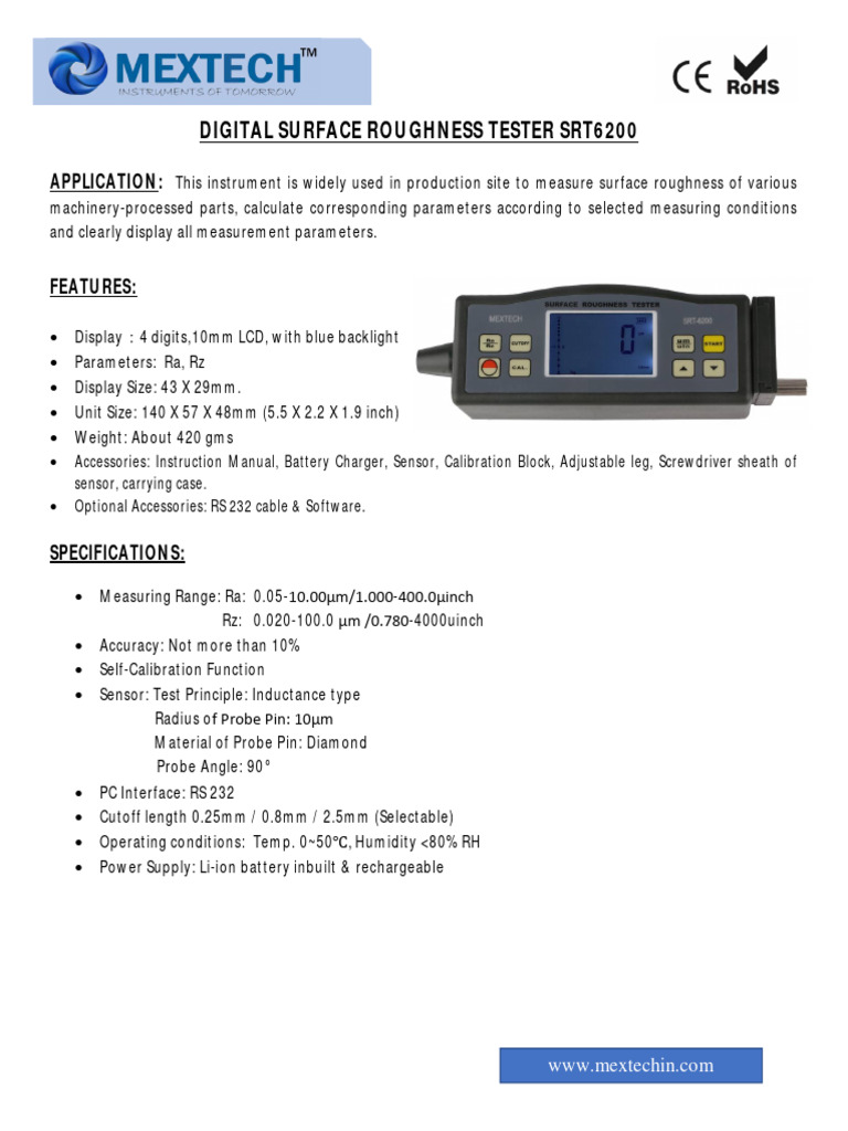 Surface Roughness Tester Guide | PDF | Science & Mathematics