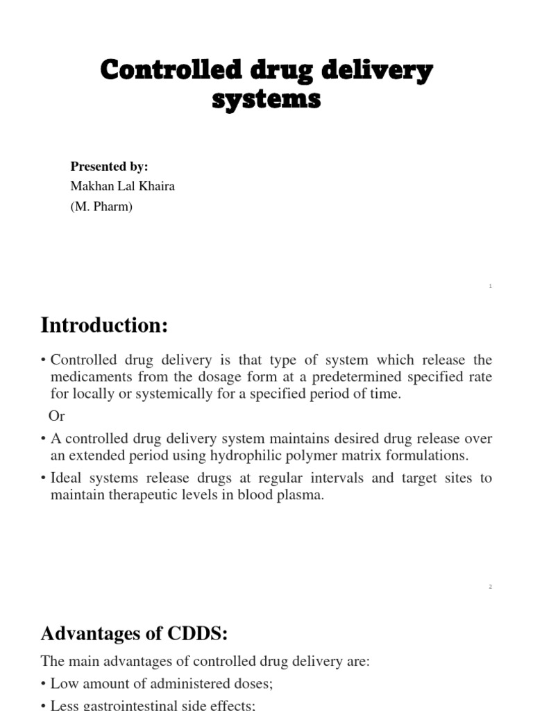 Advantages of Controlled Drug Delivery | PDF | Chemistry | Dose ...