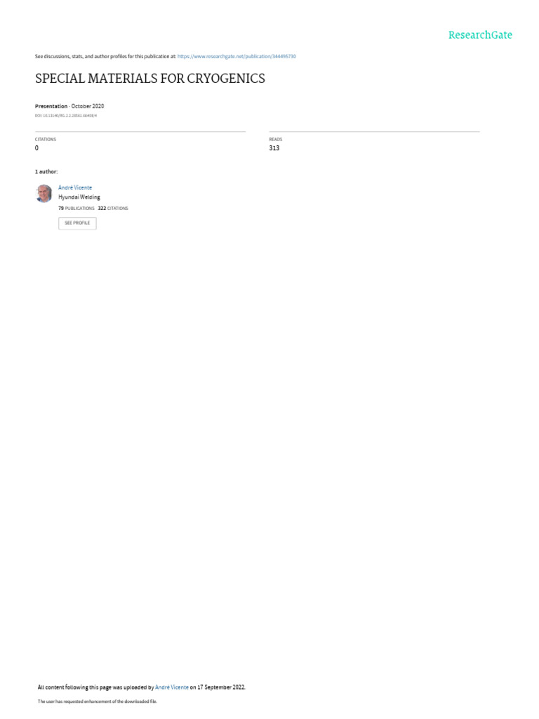 PresentationPDF Available SPECIAL MATERIALS FOR CRYOGENICS PDF