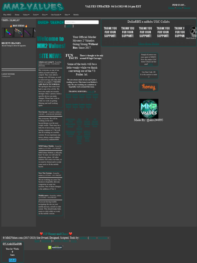 The Official Murder Mystery 2's Value List | PDF | Websites | Computer ...