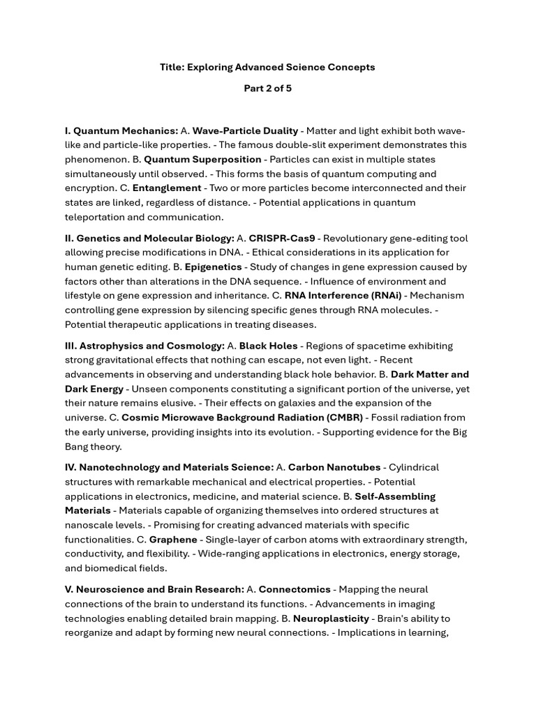 Part 2 Exploring Advanced Science Concepts PDF Quantum Mechanics