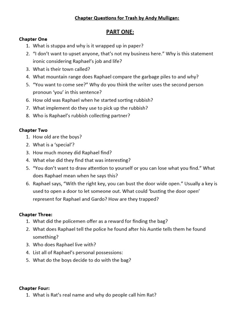 Questions For Trash by Andy Mulligan PDF