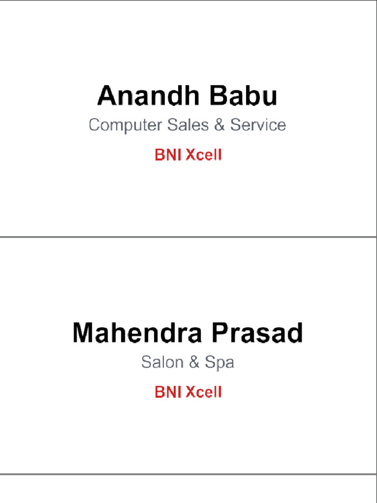 BNI Members Card PDF