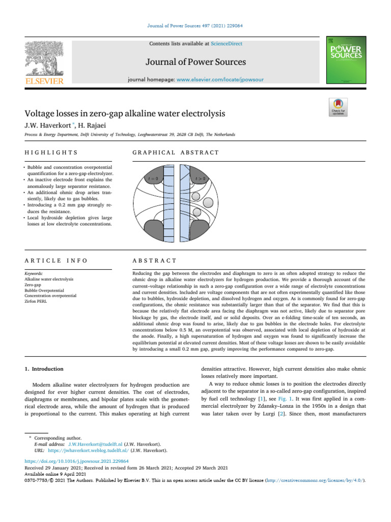 Voltage Losses in Zero-Gap Electrolysis | PDF | Electrode | Anode