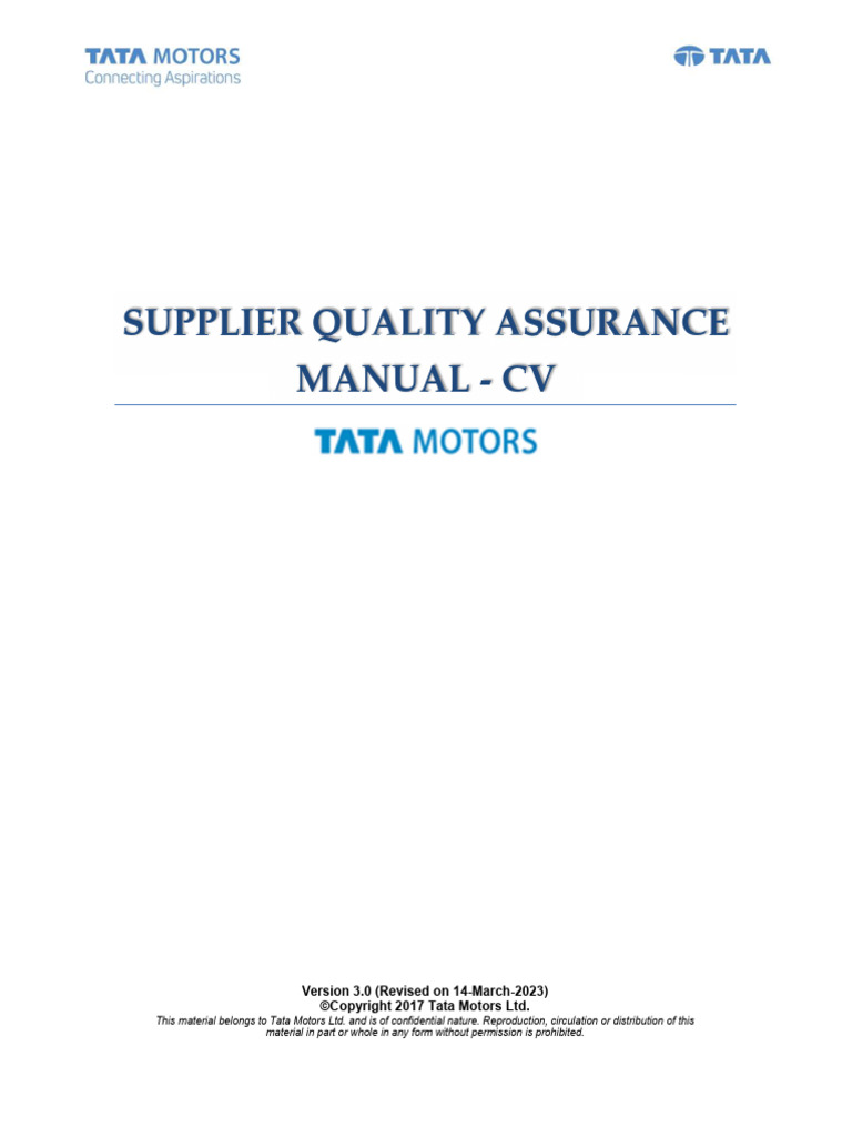 Tata Motors SQA Manual 3.0 CV PDF Supply Chain Specification