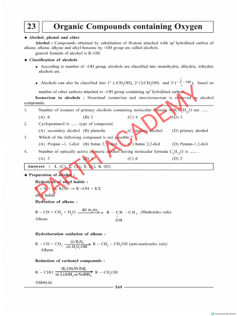 Oxygen Containing Organic Compounds | PDF