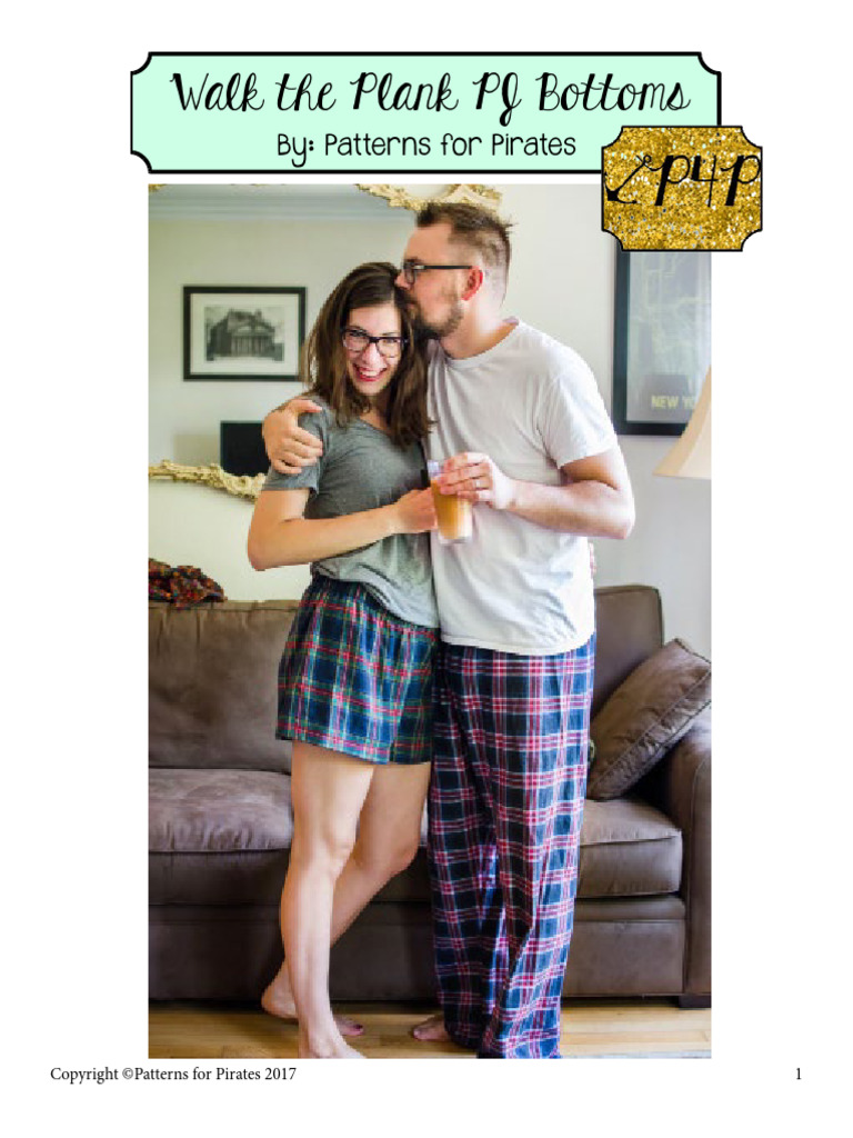 Walk the plank pj bottoms adult unisex by patterns for pirates