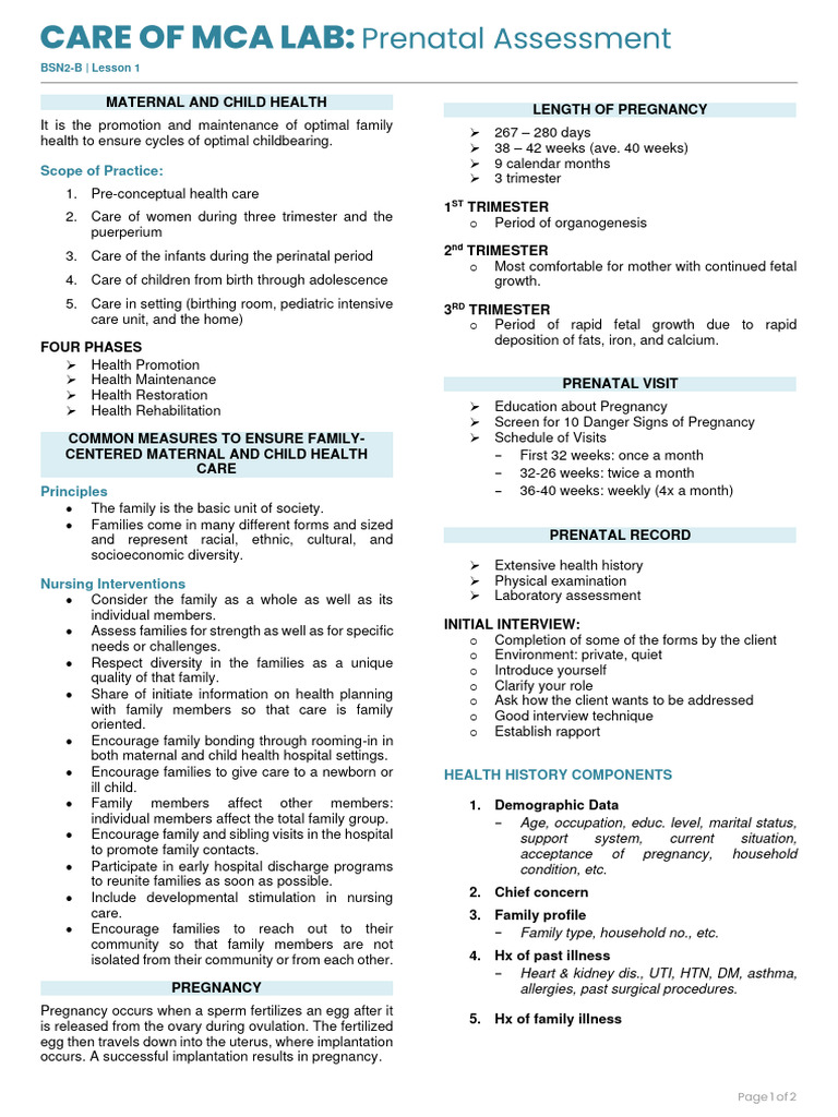 Maternal and Child Health - Lesson 1 | PDF | Pregnancy | Maternal Health