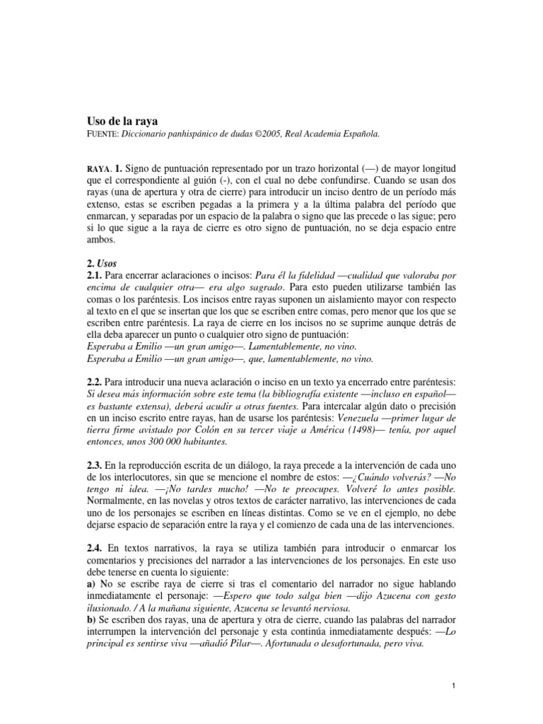 Uso de La Raya | PDF | Puntuación | Soporte