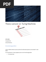 Theory Lecture 12 - Turing Machines