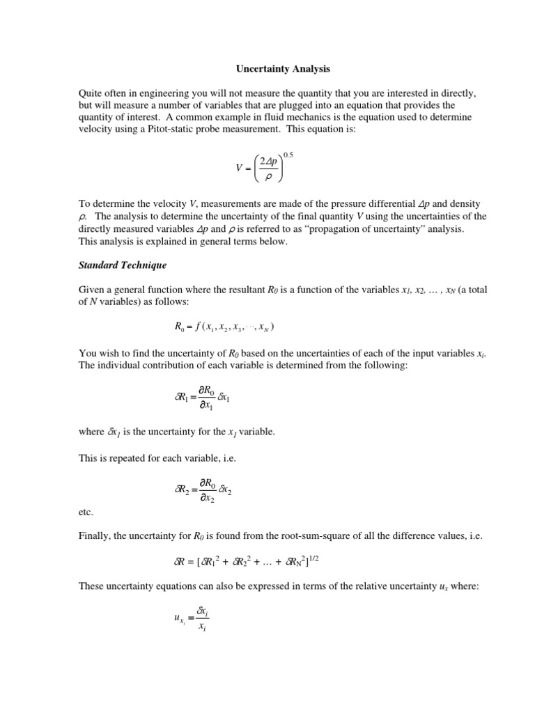 Uncertainty Analysis Pdf Uncertainty Equations