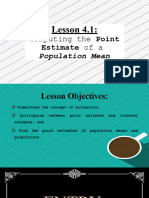 Lesson 4.1 Computing The Point Estimate of A Population Mean