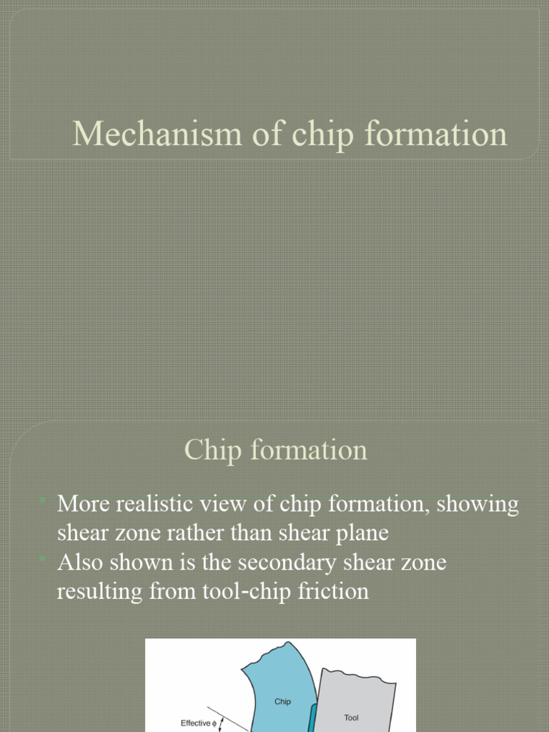 Mechanism of Chip Formation PDF