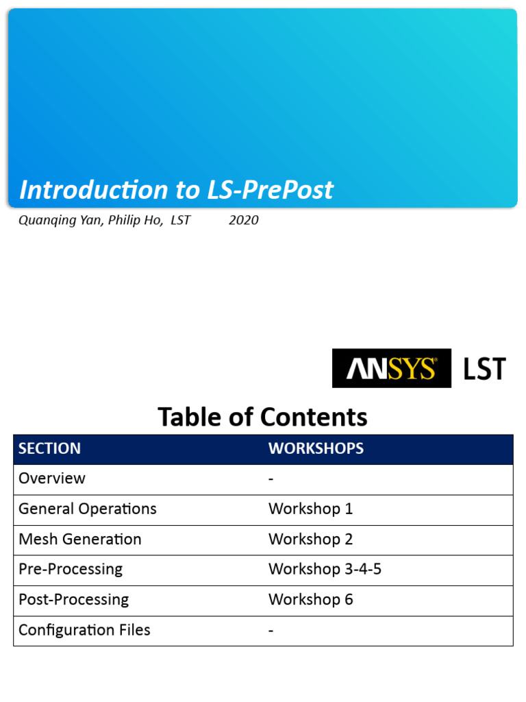LS-PrePost Introduction 2020 | PDF | Graphical User Interfaces | Computing