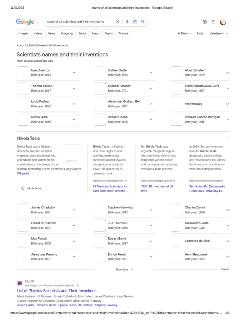 Name of All Scientists and Their Inventions - Google Search | PDF ...