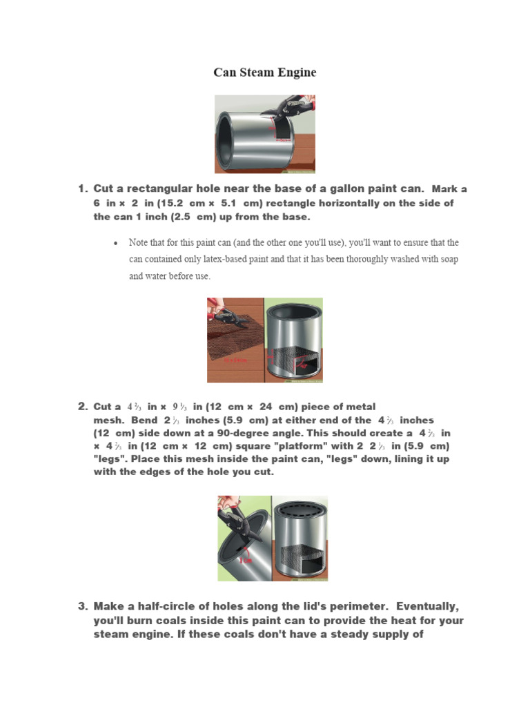 DIY Steam Engine from Paint Cans | PDF | Pipe (Fluid Conveyance ...