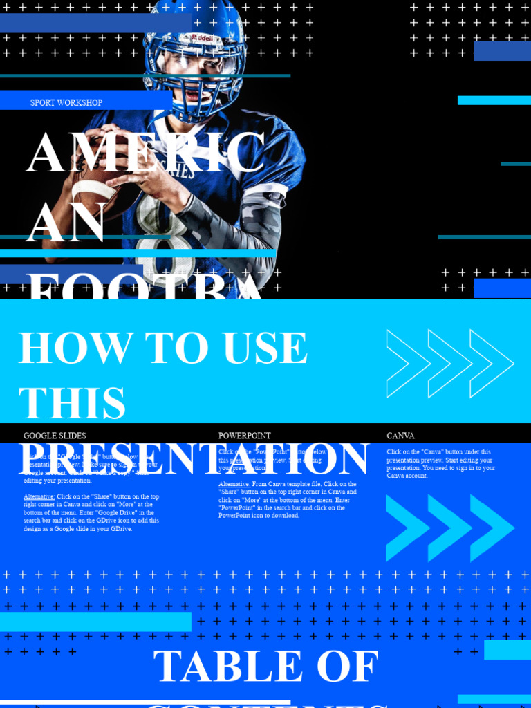 American football workshop blue and black geometric blocks sport