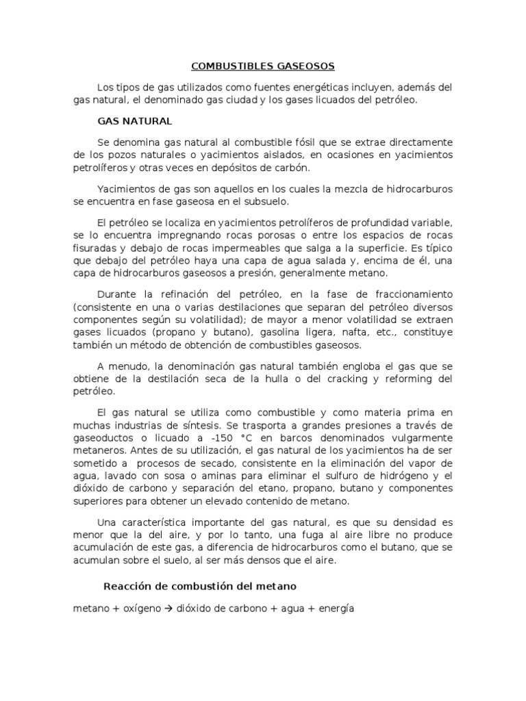 Trabajo de Combustibles Gaseosos Quimica de Materiales PDF Gas natural Pila de combustible