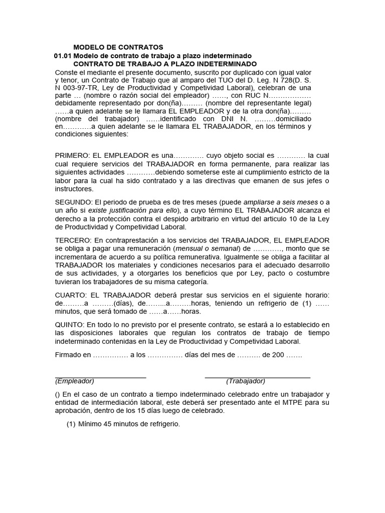 Modelo de Contratos | PDF | Derecho laboral | Salario