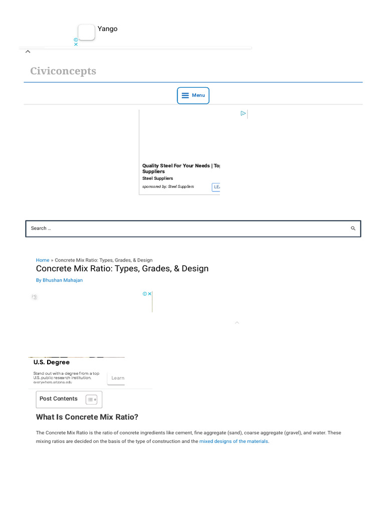 Concrete Mix Ratio - Typees, Grades, & Design - Civiconcepts | PDF ...
