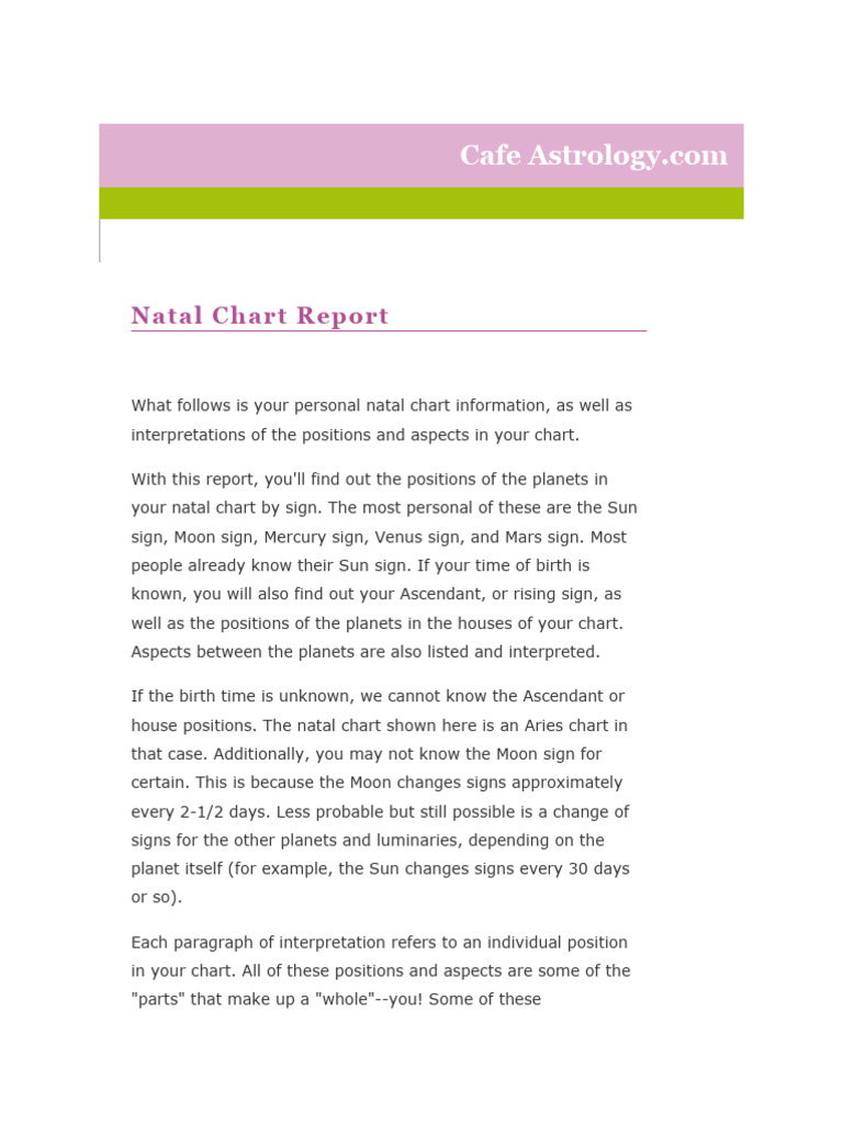 Natal Chart Astrology PDF Planets In Astrology Horoscope