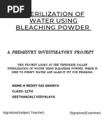 Chemistry Project Sterilization of Water Using Bleaching Powder PDF Free PDF