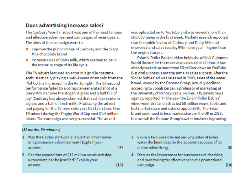 Does Advertising Increase Sales | PDF