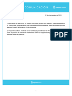 Comunicado Oficial Del Encuentro Entre Alberto Fernández y Javier Milei en Olivos