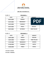 Time Table For Prefinal Class X 23-24