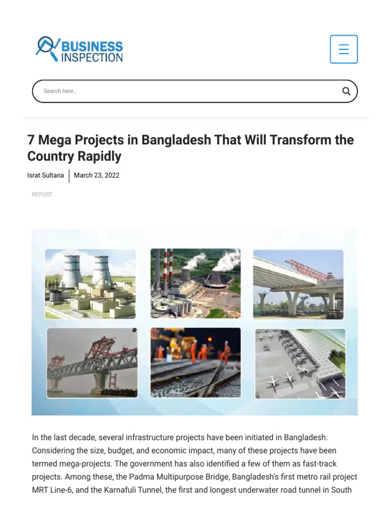 7 Transformative Mega Projects in Bangladesh | PDF | Economies | Transport