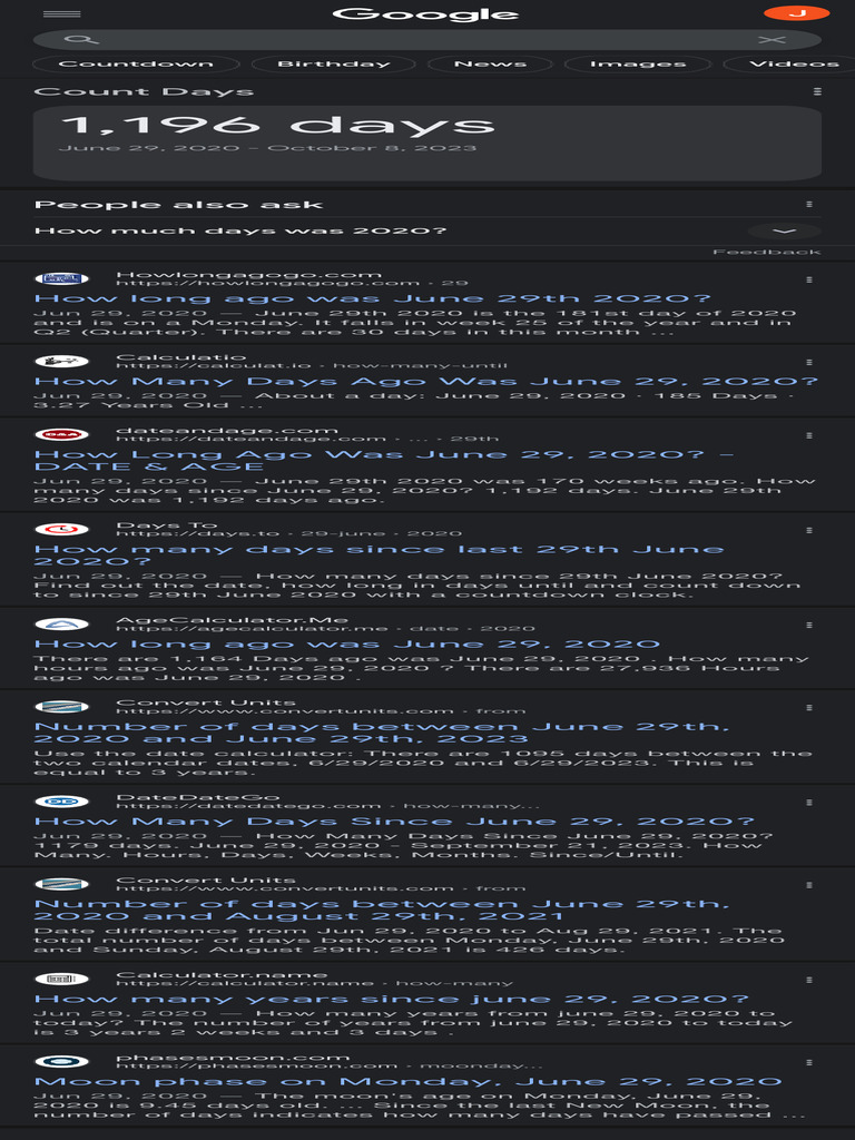 How Many Days Since June 29 2020 Google Search PDF
