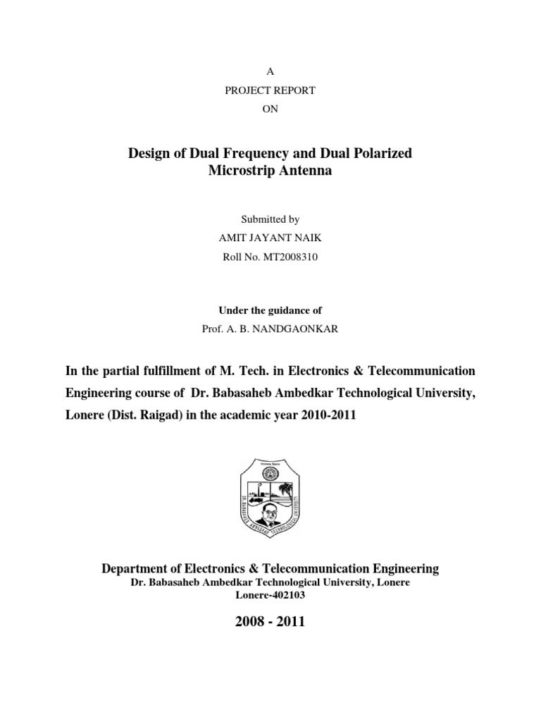 Design of Dual Frequency Dual Polarized Microstrip Antenna (MSA) | PDF ...