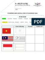 SAH Worksheet - K2 (T1 & T2) : Countries and Capital Cities of Southeast Asia Word Bank