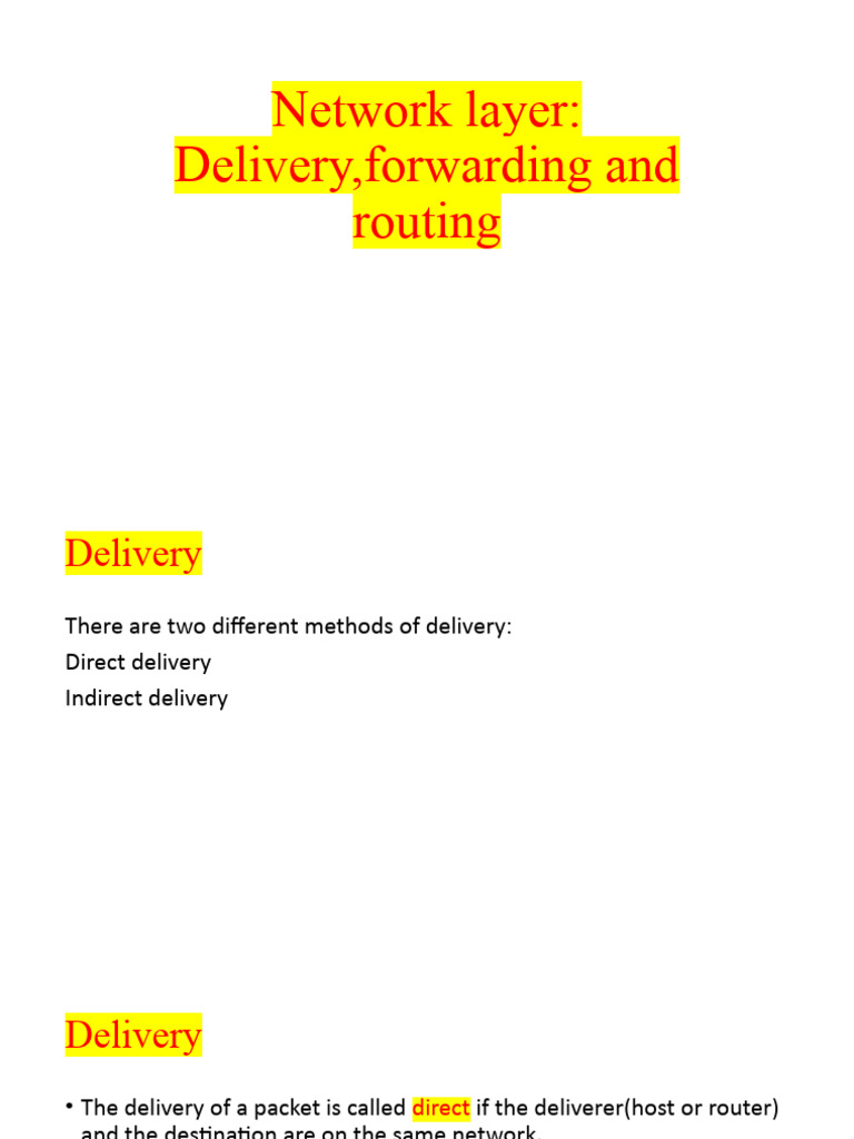 Network Layer: Delivery, Forwarding, Routing | PDF | Routing | Router ...