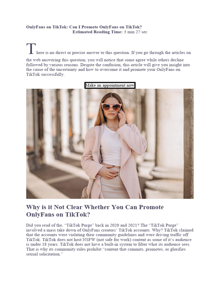 Formation OnlyFans On TikTok - Can I Promote OnlyFans On TikTok PDF