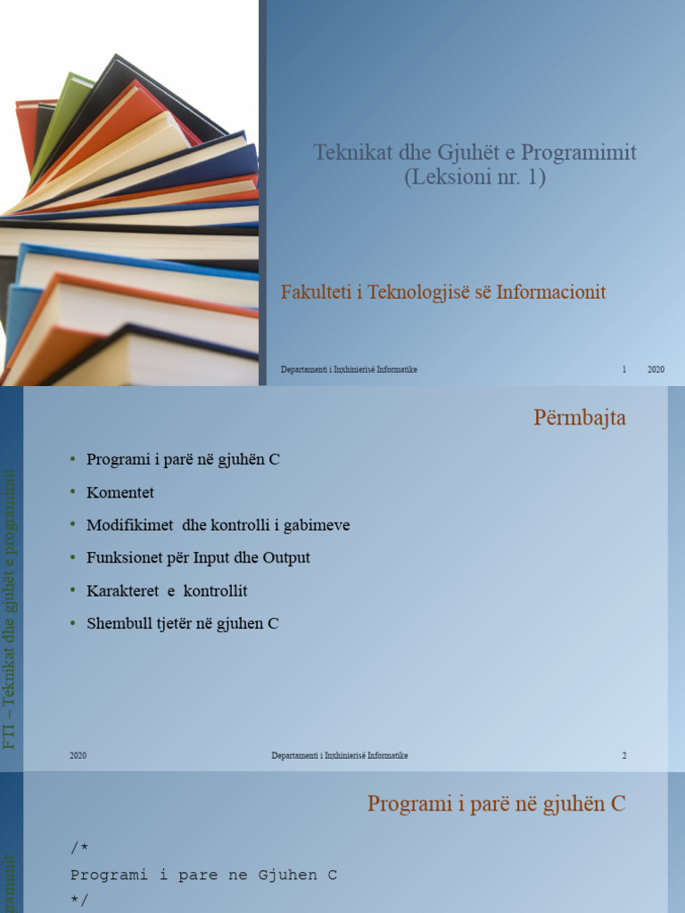 Teknikat Dhe Gjuhët e Programimit - l1 | PDF
