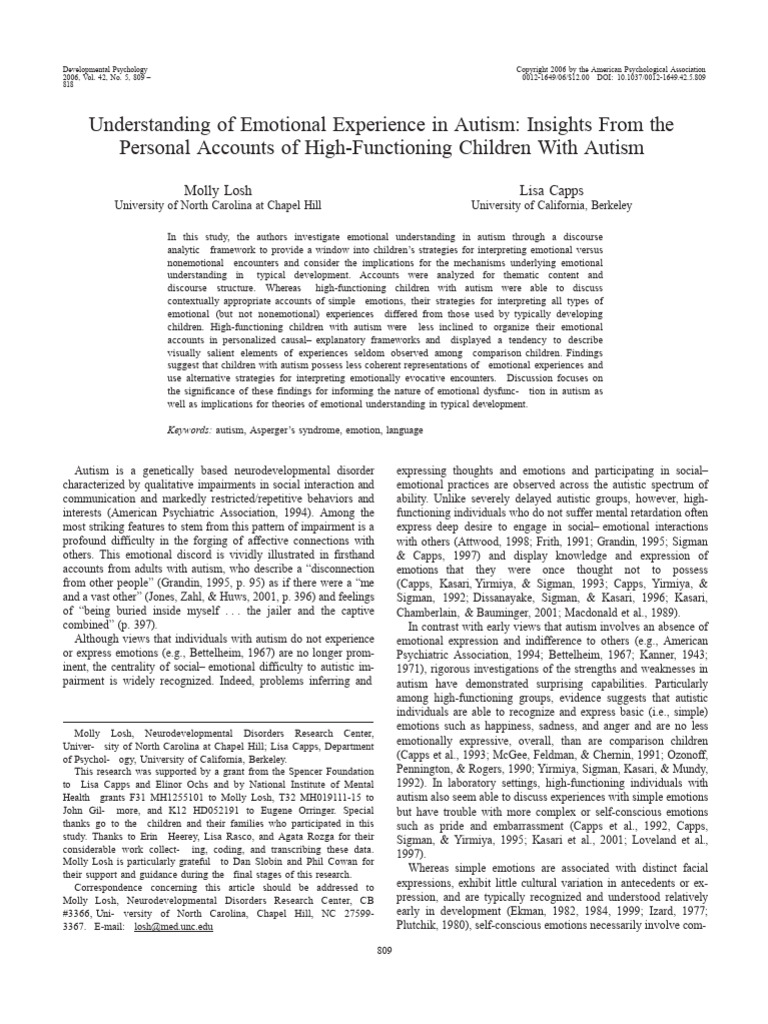 Understanding Emotional Expression in Autism | PDF | Autism Spectrum ...
