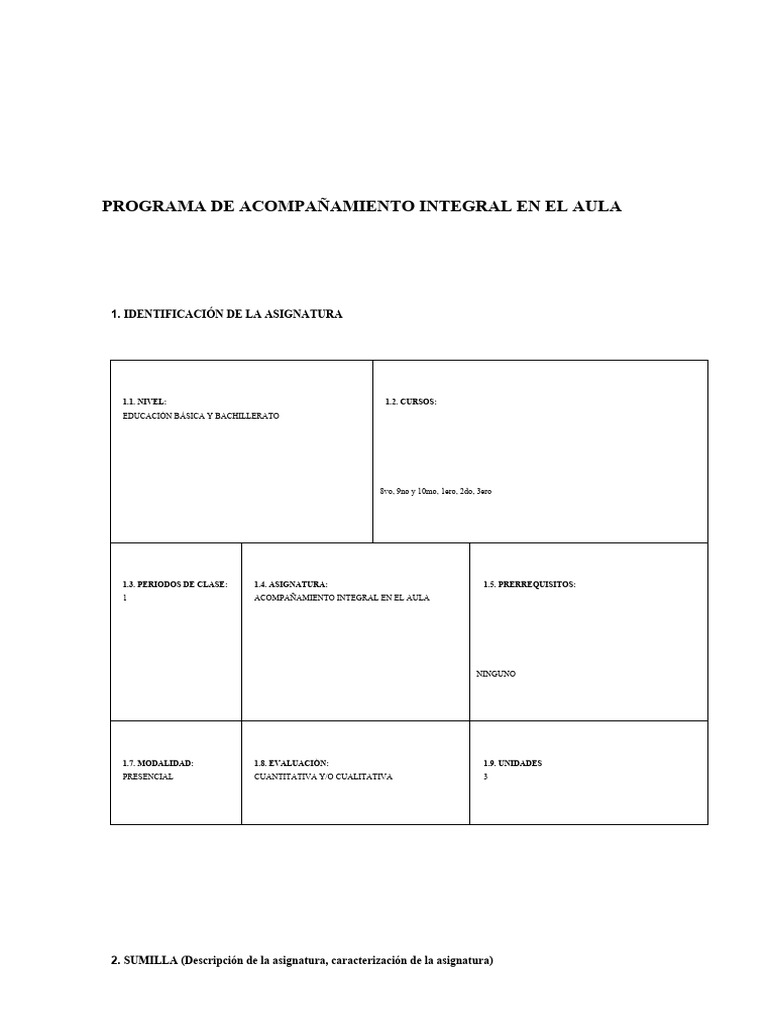 Programa Acompañamiento Integral en El Aula | Descargar gratis PDF ...