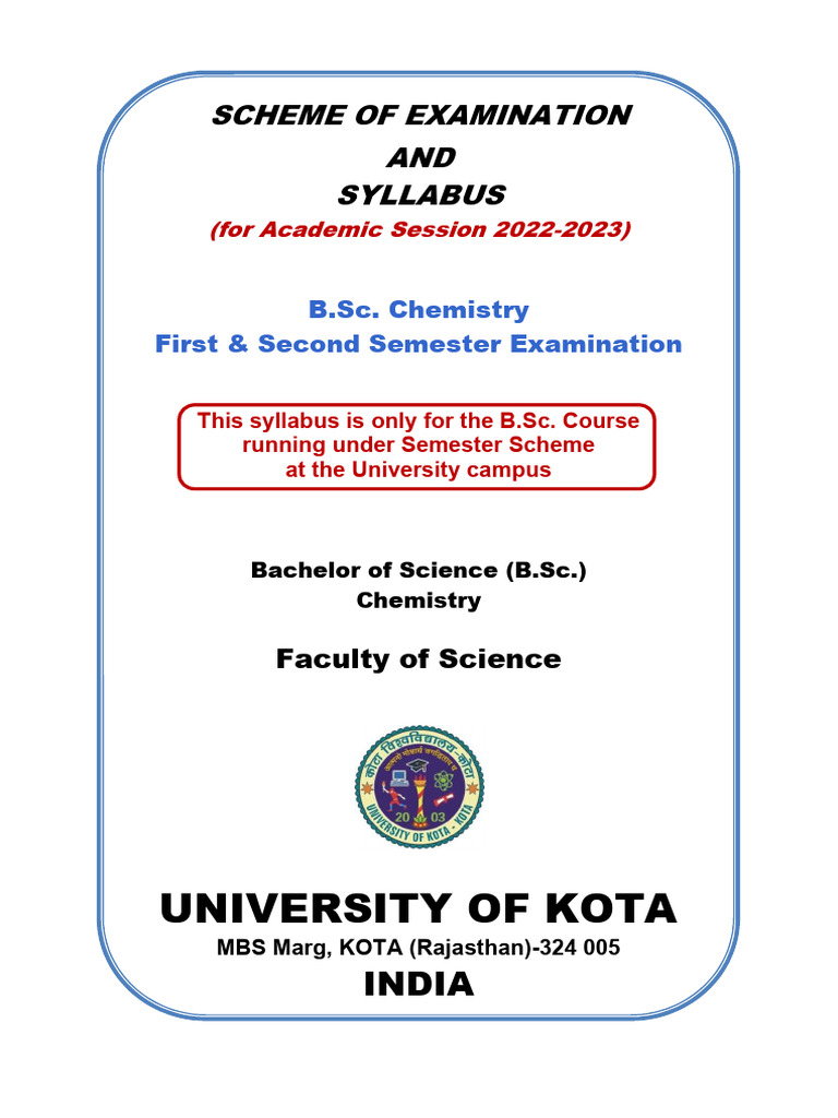 933 - B.sc. (I & II Sem.) Chemistry | PDF | Bachelor's Degree ...