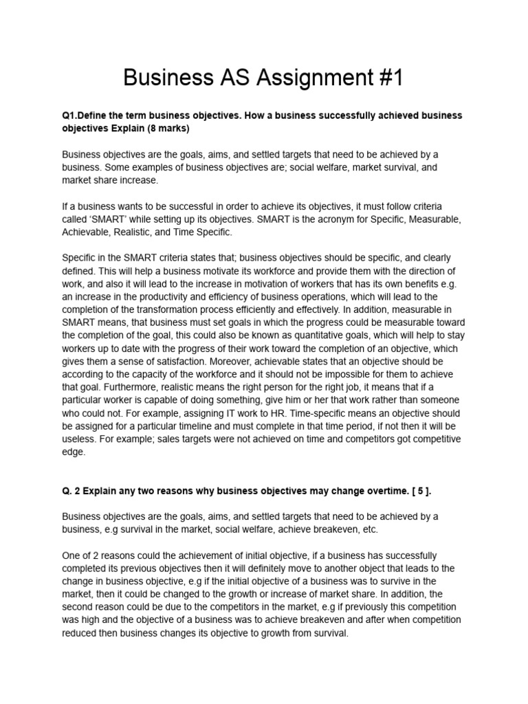 Business Objectives and Sector Goals | PDF | Goal | Economies