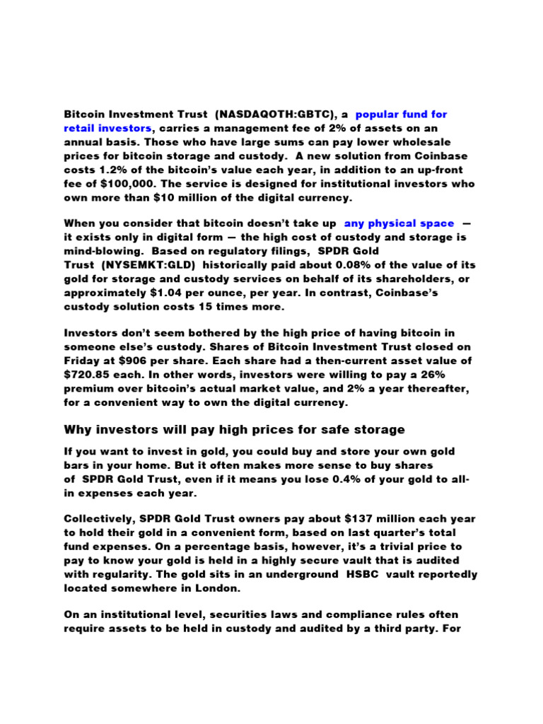 Bitcoin Investment Trust | PDF | Bitcoin | Investing