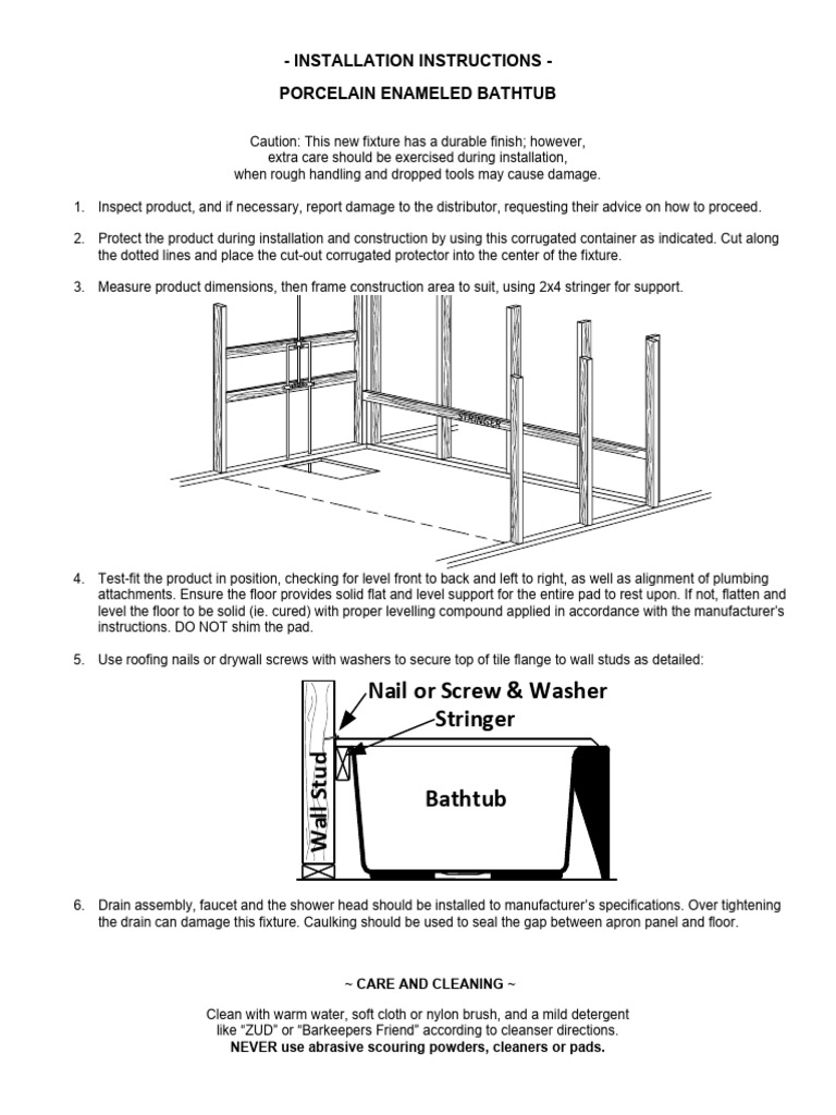 Bootz Bathtub Install Guide Generic PDF