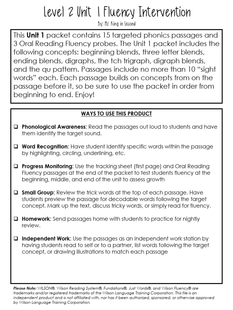 By ms king in second please note wilson wilson reading system