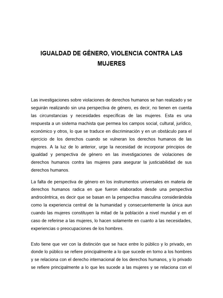 Igualdad de Género, Violencia Contra Las Mujeres | PDF | Sexismo ...