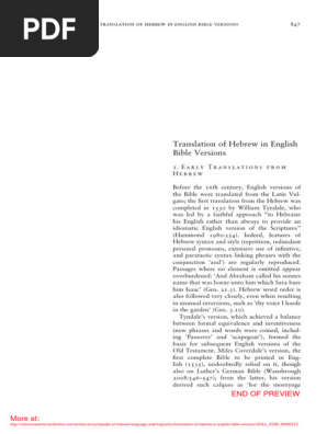 Translation of Hebrew in English Bible V