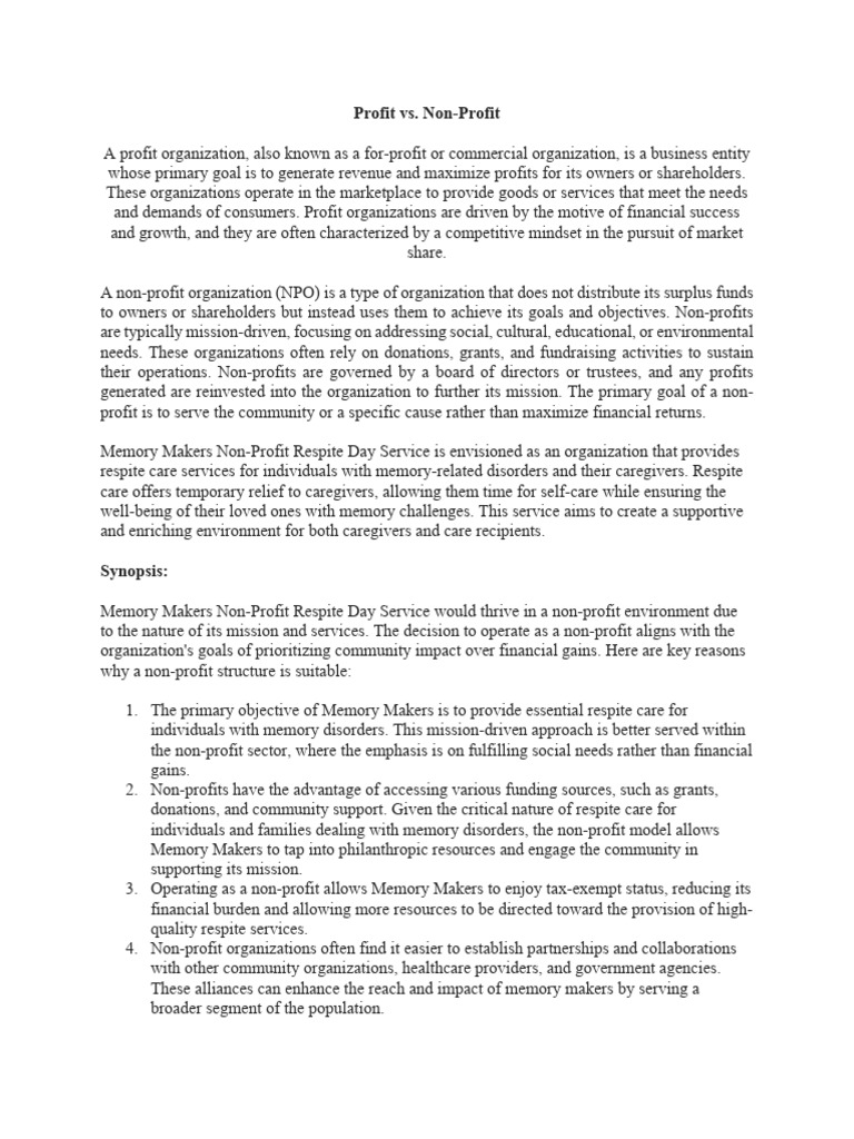 Not For Profit Vs Non Profit Canada