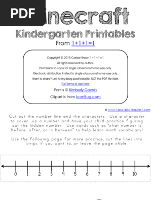 Minecraft Kindergarten Printables