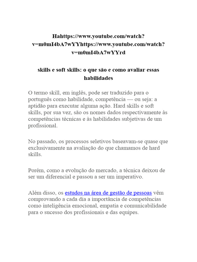 Hard e Soft Skills: Importância e Avaliação | PDF | Gestão de recursos ...